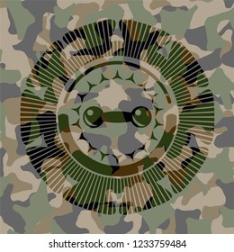 dumbbell icon on camo pattern