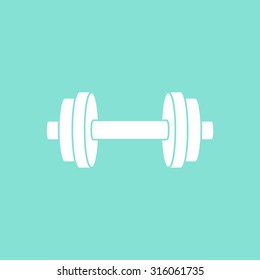 Dumbbell  icon on a green background, flat design. Vector illustration.