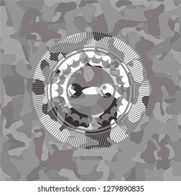 dumbbell icon on grey camo pattern