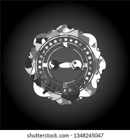 dumbbell icon on grey camo pattern
