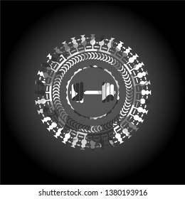 dumbbell icon on grey camo texture