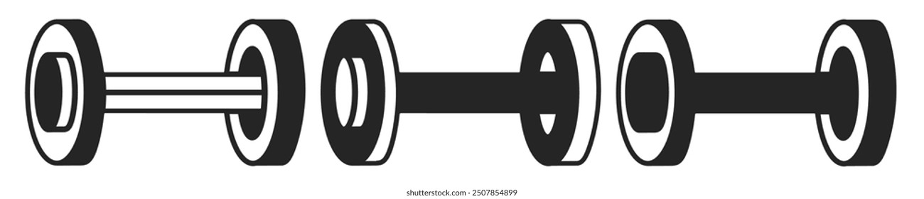 Icono de mancuerna sobre fondo blanco. Ilustración de mancuerna de logotipo de Vector.