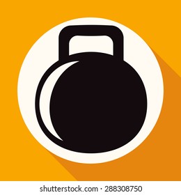 dumbbell icon on white circle with a long shadow