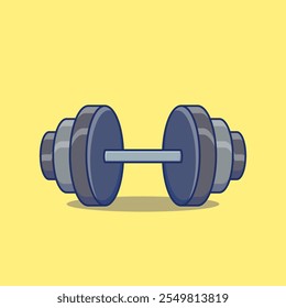 Dumbbell Icon on Yellow Backdrop for Fitness and Gym