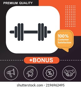 Dumbell-Symbol. mit orangefarbenem und schwarzem Hintergrund
