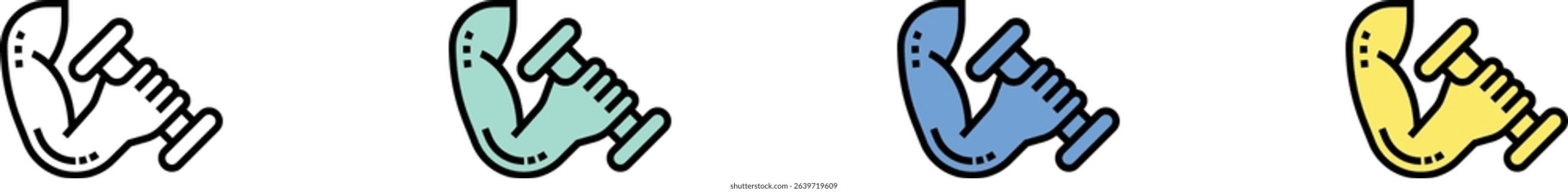 dumbbell icon. Outline, Green, Blue and Yellow Style Design Isolated On White Background
