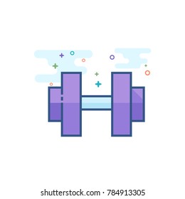 Dumbbell icon in outlined flat color style. Vector illustration.