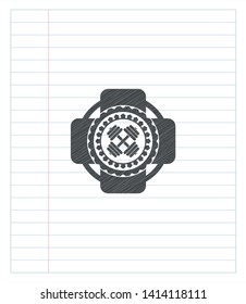 dumbbell icon pencil effect. Vector Illustration. Detailed.