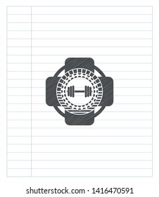 dumbbell icon pencil effect. Vector Illustration. Detailed.