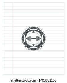 dumbbell icon with pencil strokes. Vector Illustration. Detailed.