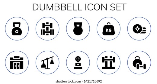 dumbbell icon set. 10 filled dumbbell icons.  Simple modern icons about  - Weight, Gym, Dumbbell, Weights, Barbell, Weightlifting