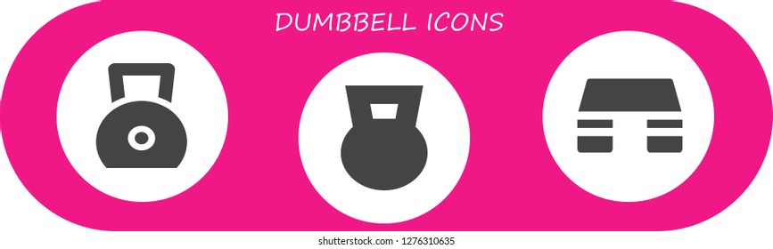  dumbbell icon set. 3 filled dumbbell icons. Simple modern icons about  - Weight, Dumbbell, Fitness step