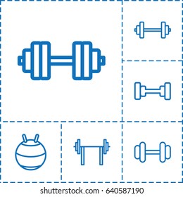 Dumbbell icon. set of 6 dumbbell outline icons such as barbell, barbell   isolated