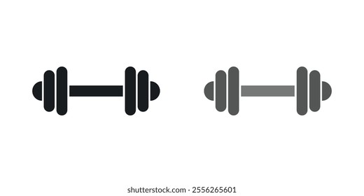 Dumbbell icon set in black and colored versions.