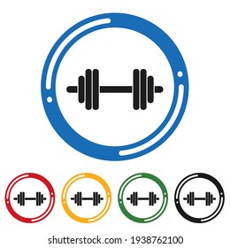 Dumbbell icon set. flat design vector illustration in 5 colors options for web design