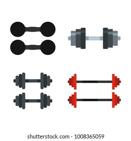 Dumbbell icon set. Flat set of dumbbell vector icons for web design isolated on white background