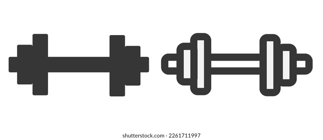 Dumbbell icon set line. Bodybuilding fitness icon. Weight black sign and dumbbell gym fitness and sports equipment. Dumbbell line icon set Linear style.