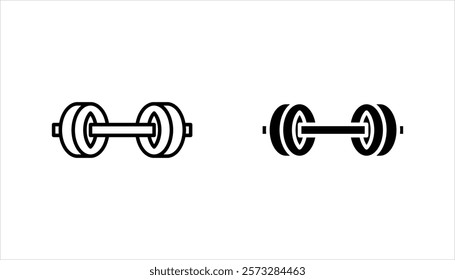 Dumbbell icon set, signs and symbols, on white background.