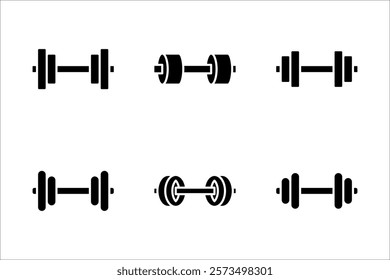 Dumbbell icon set, signs and symbols, on white background.