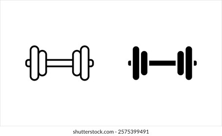 Dumbbell icon set, signs and symbols, on white background.