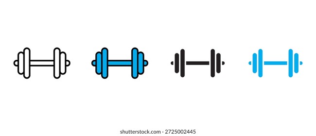 Ícone de haltere ícone definir vetor no fundo branco. músculo, treinamento, força, equipamento, musculação, símbolo de bem-estar. ilustração vetorial.