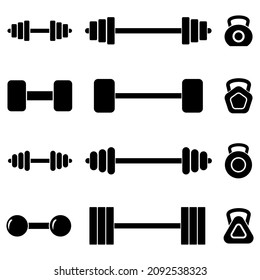 dumbbell icon set, dumbbell vector set sign symbol