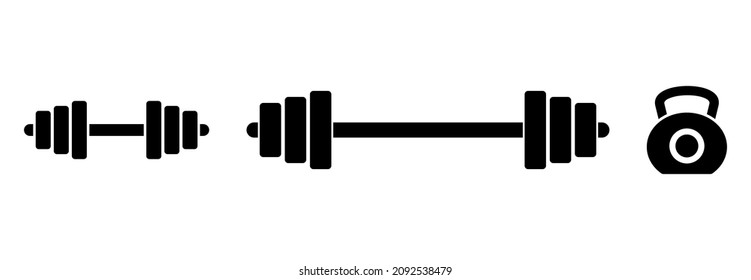 dumbbell icon set, dumbbell vector set sign symbol