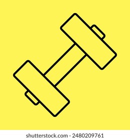 dumbbell icon simple, line vector isolated on yellow background. trendy and modern design