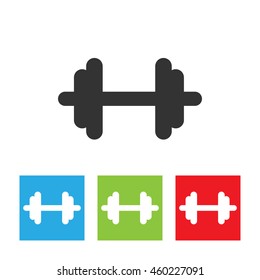 Dumbbell icon. Simple logo of dumbbell isolated on white background. Flat vector illustration.