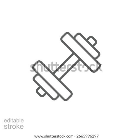 Dumbbell icon. Simple outline style. Weight, gym, strength, exercise, fitness, dumbbell, barbell, power, athletic, weights concept. Thin line symbol. Vector isolated design editable stroke