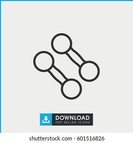 dumbbell icon. simple outline dumbbell vector icon. on white background.