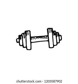 dumbbell icon. sketch isolated object.