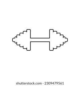 A dumbbell icon for sports on a white background. Vector sports logo.