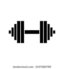 Dumbbell icon. Symbol of strength or training. An attribute of sport, achievement, or athlete.