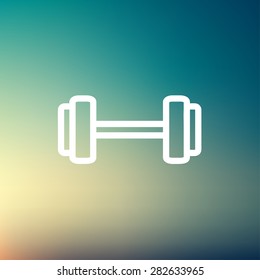 Dumbbell icon thin line for web and mobile, modern minimalistic flat design. Vector white icon on gradient mesh background.