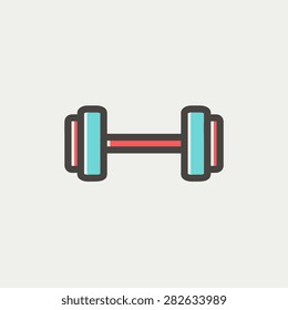 Dumbbell icon thin line for web and mobile, modern minimalistic flat design. Vector icon with dark grey outline and offset colour on light grey background.