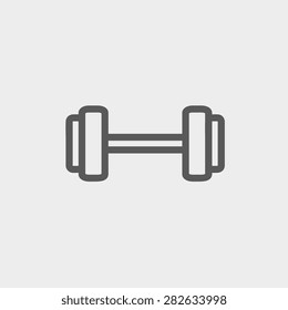 Dumbbell icon thin line for web and mobile, modern minimalistic flat design. Vector dark grey icon on light grey background.