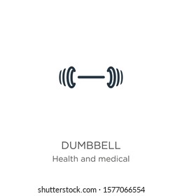 Dumbbell icon. Thin linear dumbbell outline icon isolated on white background from health collection. Line vector sign, symbol for web and mobile