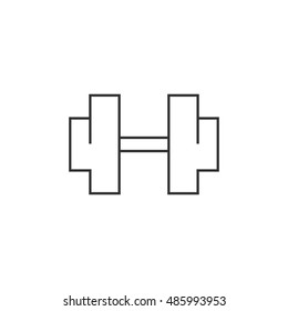 Dumbbell icon in thin outline style. Sport gym equipment weight lifting hand exercise