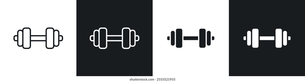 Dumbbell icon vector collection in black and white.