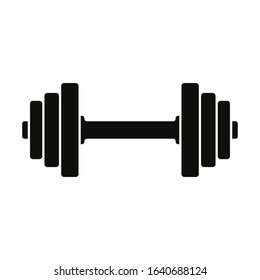 Dumbbell icon. Vector drawing. Black silhouette. Horizontal view. Isolated object on a white background. Isolate.