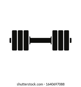 Dumbbell icon. Vector drawing. Black silhouette. Horizontal view. Isolated object on a white background. Isolate.