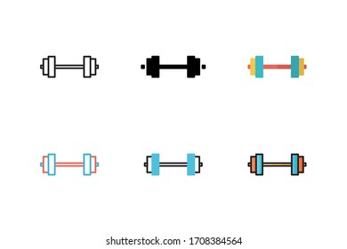 dumbbell icon vector illustration with different style design. isolated on white background