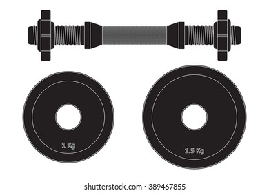 Dumbbell icon. Vector isolated on white background. Illustration.