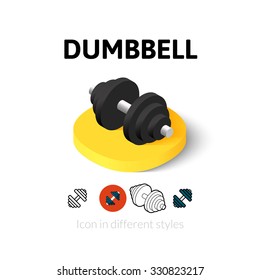 Dumbbell icon, vector symbol in flat, outline and isometric style