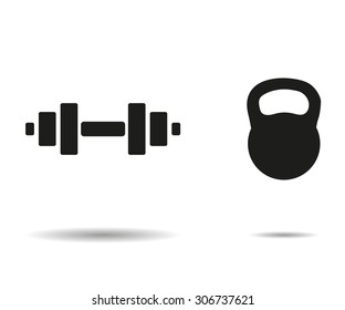 Dumbbell icon weight with shadow