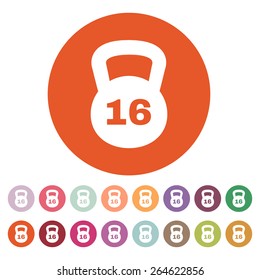 The dumbbell icon. Weight symbol. Flat Vector illustration. Button Set