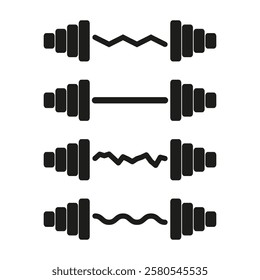 Dumbbell icon. Weightlifting bar symbol. Fitness equipment graphic. Vector gym tool.