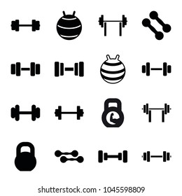 Dumbbell icons. set of 16 editable filled dumbbell icons such as barbell, dumbbell