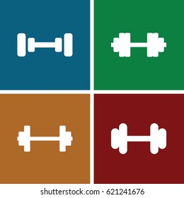Dumbbell icons set. set of 4 dumbbell filled icons such as barbell